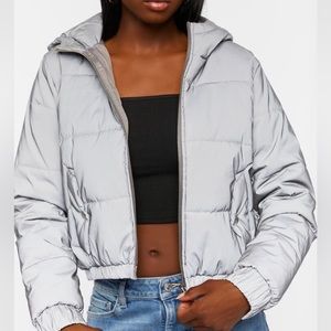 Forever 21 Reflective Hooded Puffer Jacket